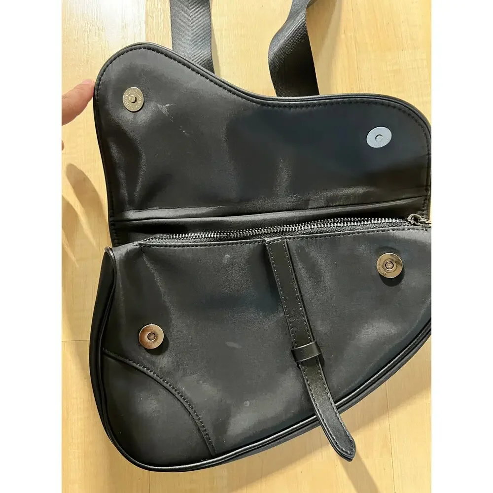 Unbranded Black Nylon Saddle Bag Crossbody Purse Y2K Streetwear Utility Unisex